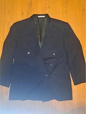 Yves Saint Laurent YSL Double Breasted Blazer 44R Black Wool